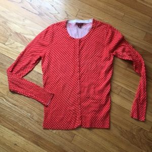 Merona polka dot orangey-red cardigan